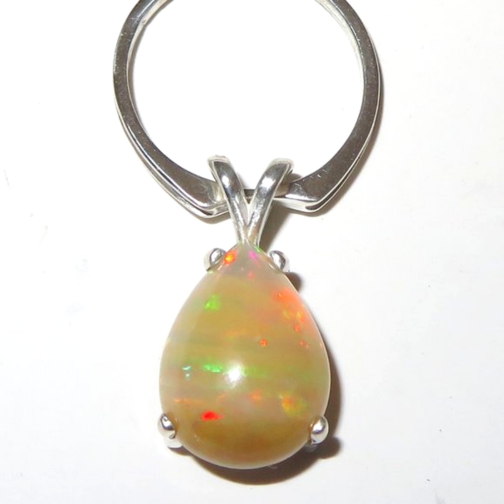 TRANSFORMER Ring To Pendant Natural Pear Color Play Opal In Sterling Silver